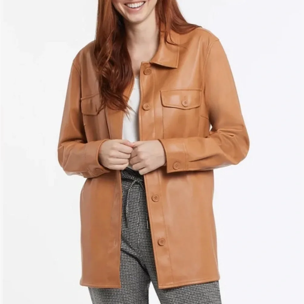 Tribal Soft Vegan Leather Shacket SP Small Petite